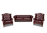 Atesa Genuine Leather Office Set / Claret Red