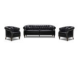 Clovis Black Faux Leather Office Set / Black
