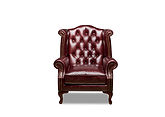 Atesa Genuine Leather English Armchair / Claret Red