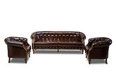 Clovis Faux Leather Office Set / Brown