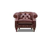 Clovis Genuine Leather Armchair / Brown